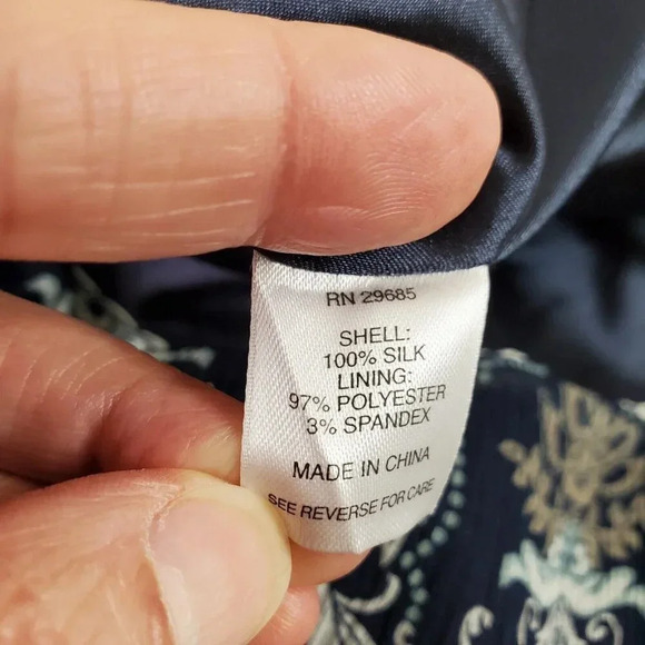 Pendleton Skirt Women 18 Blue Floral Lined A-Line Flowy Crinkle Silk Overlay - Picture 8 of 16